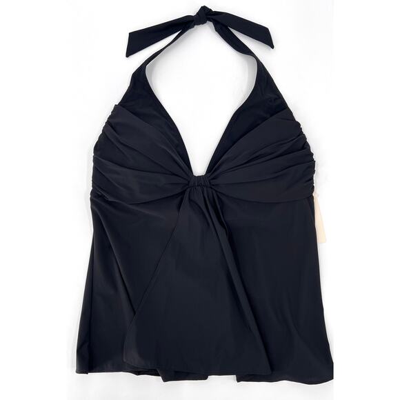 GOTTEX Vintage Tankini Top Womens 14 Black Tie Neck Halter Deadstock Bikini NEW - Picture 2 of 10
